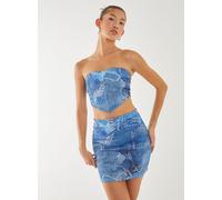 Pink Vanilla Women's Seam Detail Denim Top in Blue | Size: Medium Pink Vanilla Blue M