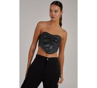 Pink Vanilla Women's Sequin Corset Top in Grey | Size: Small Pink Vanilla Grey S