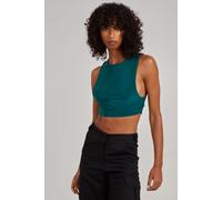 Pink Vanilla Women's Sleeveless Slinky Crop Top in Bottle Green | Size: Medium/Large Pink Vanilla Bottle Green M/L