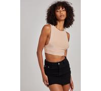 Pink Vanilla Women's Sleeveless Slinky Crop Top in Stone | Size: Medium/Large Pink Vanilla Stone M/L