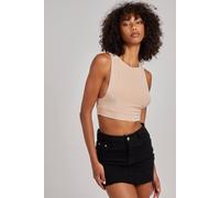 Pink Vanilla Women's Sleeveless Slinky Crop Top in Stone | Size: S/M Pink Vanilla Stone S/M