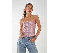 Pink Vanilla Women's Snake PU Lace Up Corset Top in Pink | Size: 8 Pink Vanilla Pink 8