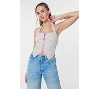 Pink Vanilla Women's Stone Halter Neck Top With Bows | Size: Medium Pink Vanilla Stone M