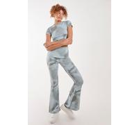 Pink Vanilla Women's Tie Dye Rib Fold Over Flares in Green | Size: Medium Pink Vanilla Green M