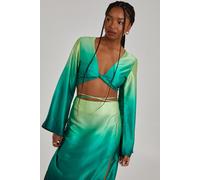 Pink Vanilla Women's Twist Front Long Sleeve Top in Green | Size: 6 Pink Vanilla Green 6
