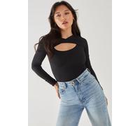 Pink Vanilla Women's Twist Letterbox Long Sleeve Body in Black | Size: 8 Pink Vanilla Black 8