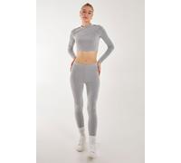 Pink Vanilla Women's Two Tone Rib Long Sleeve Top in Grey | Size: Large Pink Vanilla Grey L