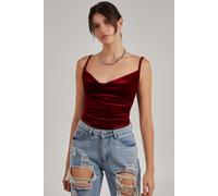 Pink Vanilla Women's Velvet Cowl Neck Bodysuit in Wine | Size: 8 Pink Vanilla Wine 8