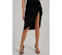 Pink Vanilla Women's Velvet Twist Front Mini Skirt in Black | Size: 6 Pink Vanilla Black 6