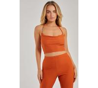 Pink Vanilla Women's Waffle Chain Gold Top in Brown | Size: Medium Pink Vanilla Brown M