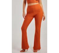 Pink Vanilla Women's Waffle Flared Trouser in Terracotta | Size: Large Pink Vanilla Terracotta L