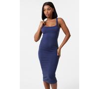 Pink Vanilla Women's Washed Ribbed Racer Dress in Navy | Size: Medium/Large Pink Vanilla Navy M/L