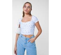 Pink Vanilla Women's White Broderie Ditsy Crop Top | Size: Medium Pink Vanilla White M