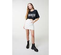 Pink Vanilla Women's White Denim Diamante Mini Skirt | Size: Small Pink Vanilla White S