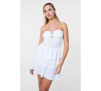 Pink Vanilla Women's White Diamante RaRa Skirt Dress Pink Vanilla White One Size