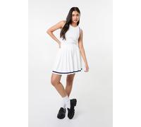 Pink Vanilla Women's White Pleated Mini Skirt With Contrast Binding | Size: Medium/Large Pink Vanilla White M/L