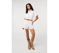 Pink Vanilla Women's White Pocket Detail Denim Playsuit | Size: 10 Pink Vanilla White 10