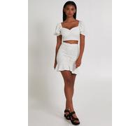 Pink Vanilla Women's White Polka Dot Puff Sleeve Top | Size: Large Pink Vanilla White L