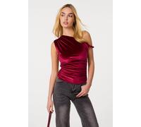 Pink Vanilla Women's Wine Twist Shoulder Velvet Top | Size: Medium Pink Vanilla Wine M