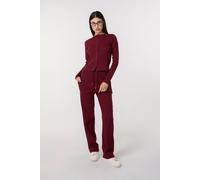 Pink Vanilla Women's Wine Wide Leg Ribbed Trousers | Size: Large Pink Vanilla Wine L