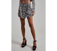 Pink Vanilla Women's Zebra Satin Mini Skirt in Black | Size: 6 Pink Vanilla Black 6