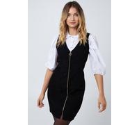 Pink Vanilla Zip Through Corduroy Dress In Black Black 8