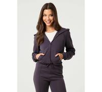 Pink Vanilla Zip Up Cropped Hoodie - S - Dark Grey