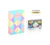 (pink) Variable Magic Ruler 24-Segment Educational Toys Alien Folding Magic Ruler Magic Snake Macaron Color 72-Segment Magic Ruler