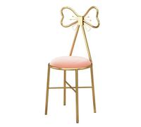 Pink Velvet Butterfly Bow Tie Chair with Gold Metal Legs - Stylish Vanity Chair with Elegant Butterfly Backrest for Bedroom Coffee Shop and Indoor Decor