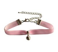 Pink Velvet Choker with a 8mm Jingle Bell