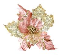 Pink Velvet Christmas Flower 28cm Glitter Tree Decor