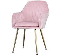 Pink Velvet Dining Chair with Golden Legs - Stylish Living Room Armchair Comfortable Leisure Sofa Chair with Metal Frame and Plush Seat & Backrest for Home Decor
