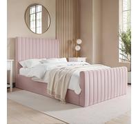 Pink Velvet Double Side-Lift Ottoman Bed - Khloe