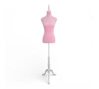 Pink Velvet Female Mannequin Torso Dress Form (Large) with Adjustable Wooden Tripod Stand, Pinnable, 130-180cm, Polystyrene Body - Boutique Display Dummy