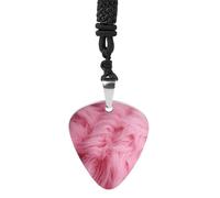 Pink Velvet Furry Textured Pattern Guitar Pick Necklace Exquisite Cool Pendant Necklaces Titanium Steel Personalized Necklaces Fashion Guitar Pick Holder Necklace Unisex Unique Gifts