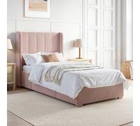 Pink Velvet Single Bed Frame with Storage Drawer - Phoebe