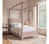 Pink Velvet Single Four Poster Bed Frame - Tiana