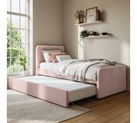Pink Velvet Single Guest Bed with Trundle - Layla