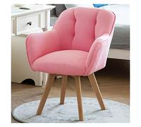 Pink Velvet Swivel Armchair with Sturdy Wood Legs Modern Accent Chair for Small Spaces Dining Room or Office Comfortable Upholstered Club Chair for Leisure and Lounge Areas