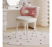 Pink Velvet Vanity Chair with Bow Back Armless Makeup Stool Stylish Dressing Table Chair for Bedroom & Home Office Metal Legs Chic Accent Furniture