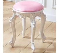 Pink Vintage Vanity Stool Padded Makeup Chair with Durable Plastic Steel Legs Round Dressing Room Chair for Bedroom & Living Room Stylish Seating Solution