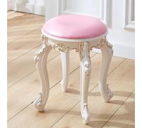Pink Vintage Vanity Stool - Round Backless Makeup Chair 35 x 43 cm Ideal for Dressing Room Salon Bedroom & Restaurant - Stylish & Functional Accent Furniture