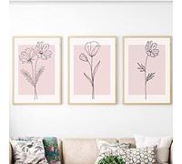 Pink Wall Art Pictures Decor Blush Pink Flower Canvas Painting Floral Botanical Wall Art Girl Room Poster Aesthetic Coquette Artwork for Bedroom Office Bathroom 12x16 Inch UNFRAMED set of 3