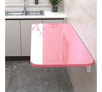 Pink Wall-Mounted Small Table with Hanging Leaves - Space-Saving Floating Desk for Laundry Room & Kitchen, Foldable Workbench Perfect for Small Spaces.