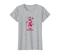Pink Warrior: Breast Cancer Awareness Butterfly Sword T-Shirt, Women, Heather Grey, XXL
