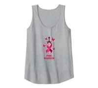 Pink Warrior: Breast Cancer Awareness Butterfly Sword Tank Top, Women, Heather Grey, XXL