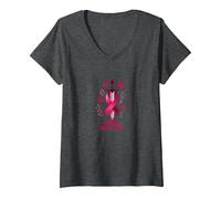 Pink Warrior: Breast Cancer Awareness Butterfly Sword V-Neck T-Shirt, Women, Dark Heather Grey, XXL