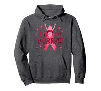 Pink Warrior Breast Cancer Awareness Empowering Women Pullover Hoodie, Adult Unisex, Dark Heather Grey, XL