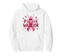 Pink Warrior Breast Cancer Awareness Empowering Women Survivor Pullover Hoodie, Adult Unisex, White, Small