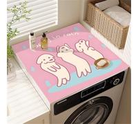 Pink Washing Machine/dryer Protective Cover Mats, Cartoon Pet Pattern, Silicone Rubber Pad for Washing, Waterproof Washing Machine Top Cover, Suitable for Kitchen Refrigerator (Pink 1,50x60cm)